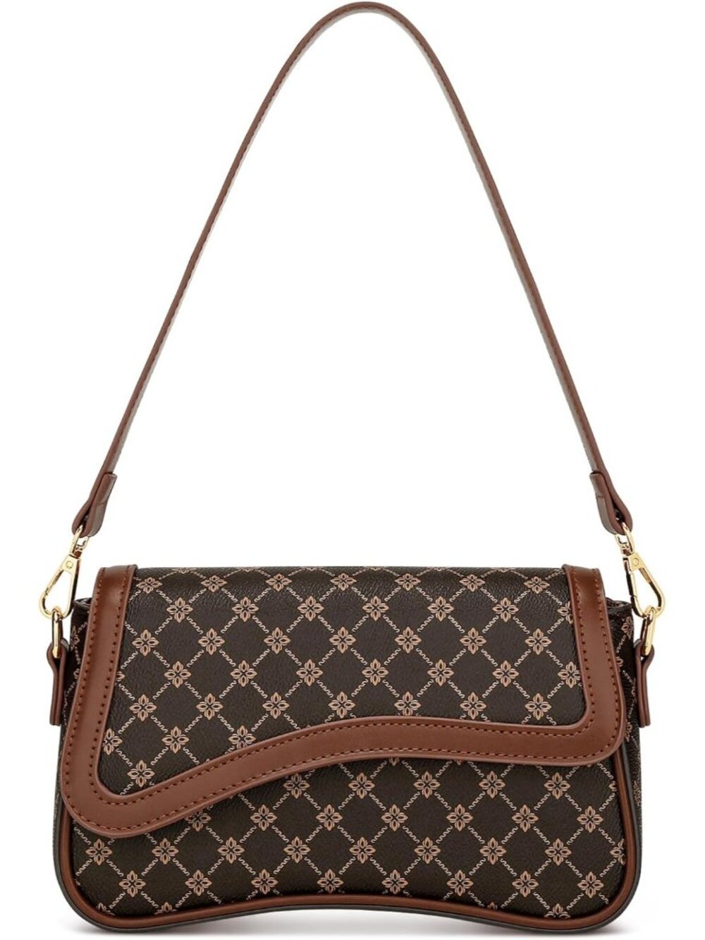 👜Women's Brown Flower Small Hobo Shoulder Bag Retro Underarm Crossbody Purse